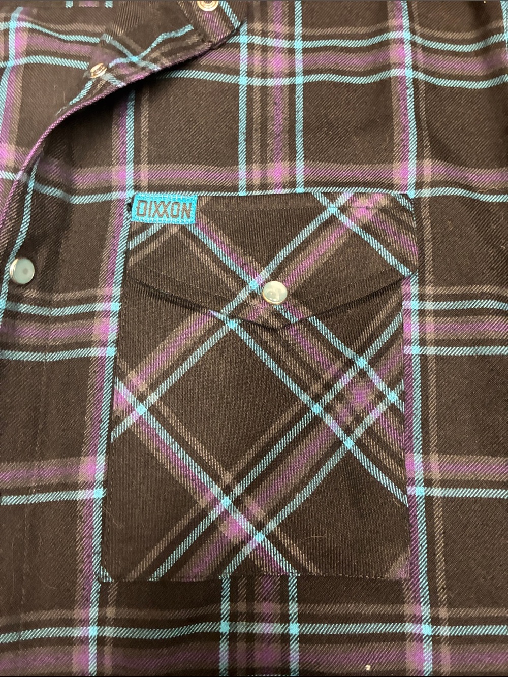 DIXXON Black Plaid Button-Down Shirt with Blue & Purple Lines "scared steel" - Picture 3 of 8